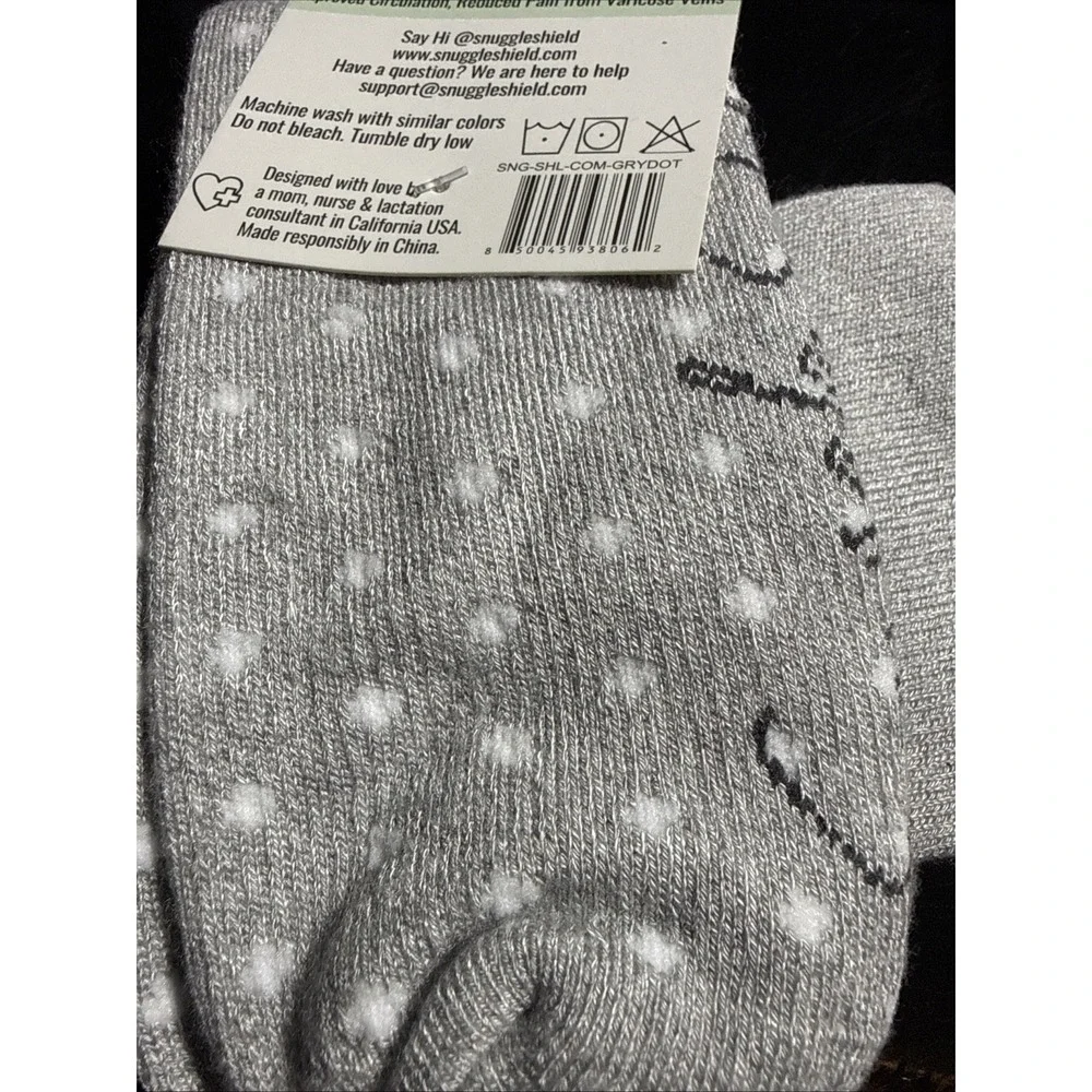 Snuggle Shield Luxe Protection Bamboo Compression Socks Gray Polka Dot 10-15mmHg